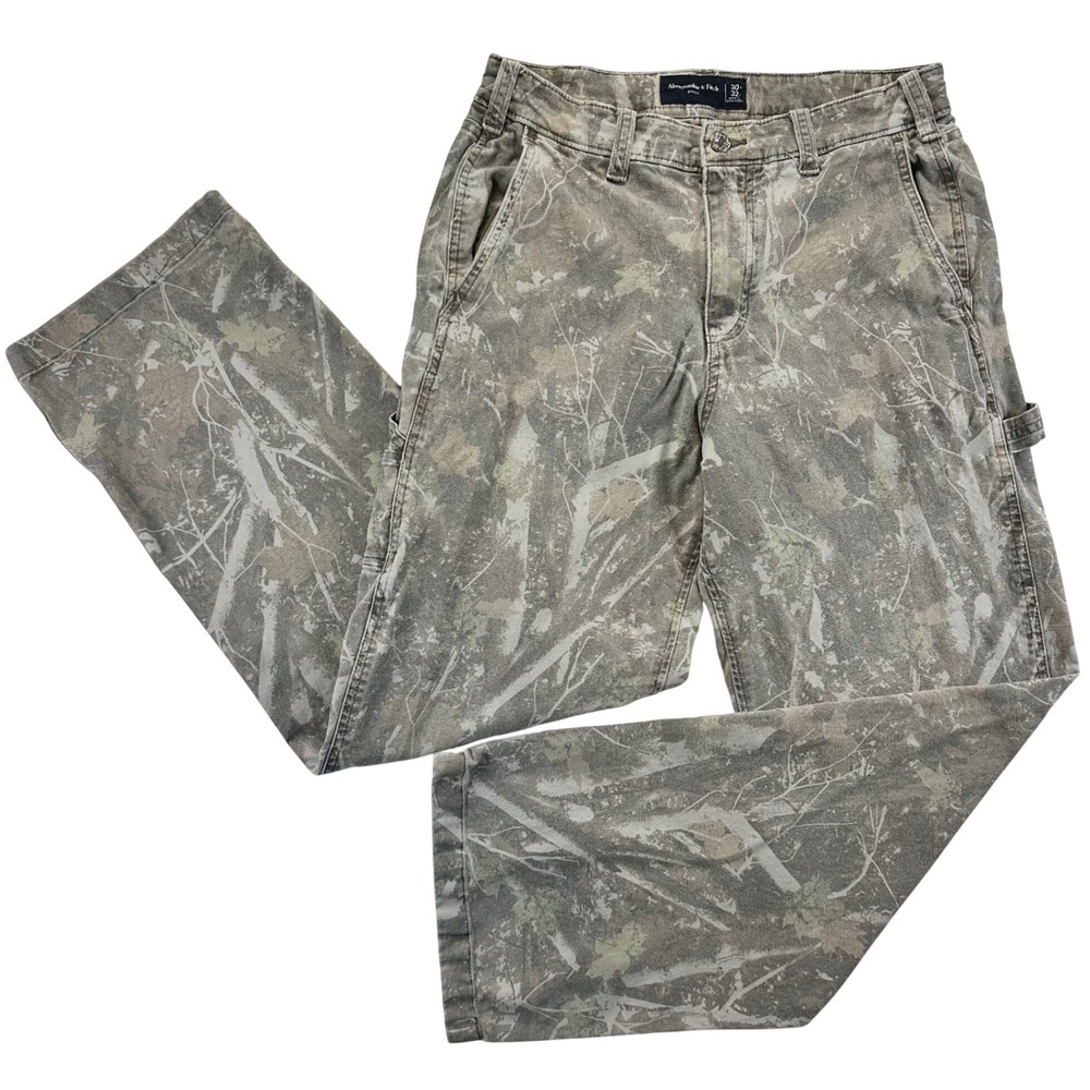 Abercrombie & Fitch Baggy Carpenter Pants Women's 30x32 Leaf Camo Utility Green